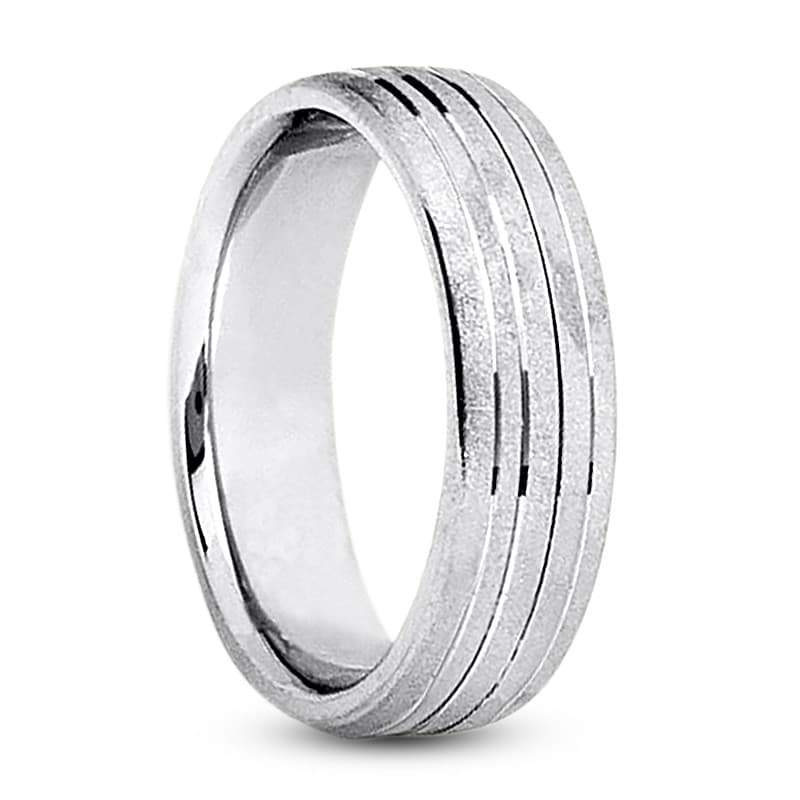 Mens 14KT White Gold Platinum Traditional Wedding Band M311