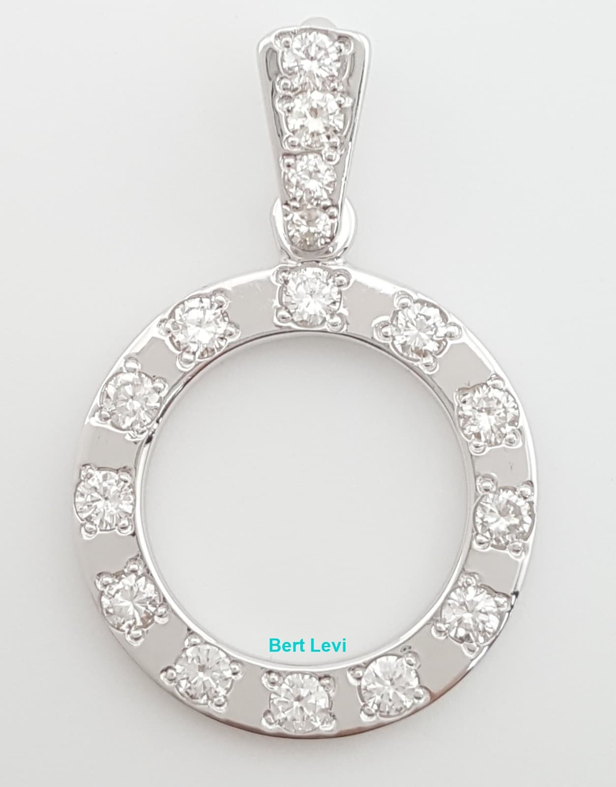 Vintage Round Diamond Circle Pendant 1.38" 2 ct 14K White Gold