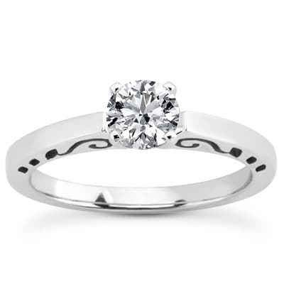 Ladies 14KT White Gold Platinum Tailored Engagement Set ENS3285-A