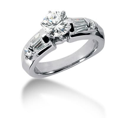 Ladies 14KT White Gold Platinum Fancy Engagement Set ENS731-A