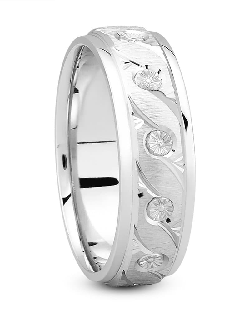 Mens 14KT White Gold Platinum Traditional Wedding Band M1032