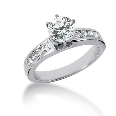 Ladies 14KT White Gold Platinum Fancy Engagement Set ENS565-A