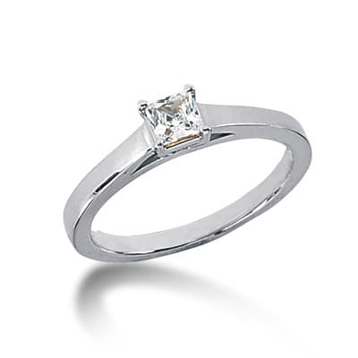 Ladies 14KT White Gold Platinum Solitaires Engagement Ring ENR947