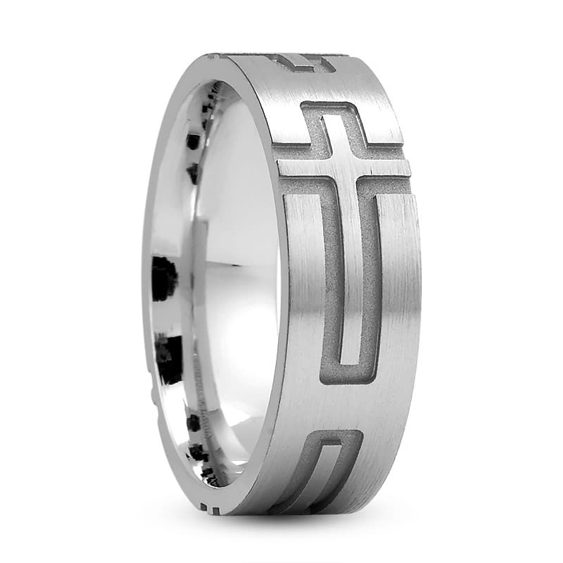 Mens 14KT White Gold Platinum Traditional Wedding Band M155