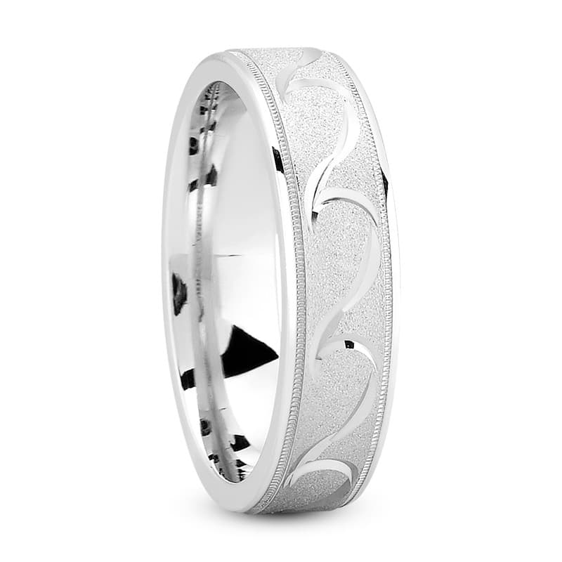Mens 14KT White Gold Platinum Traditional Wedding Band M635