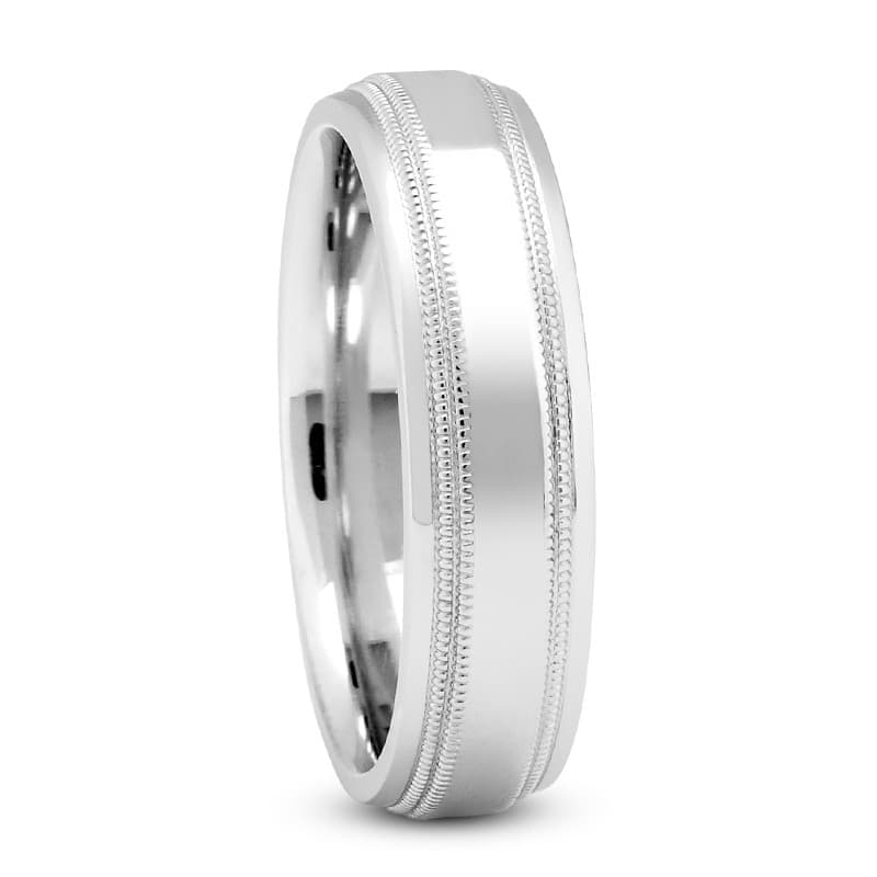 Mens 14KT White Gold Platinum Traditional Wedding Band M1120
