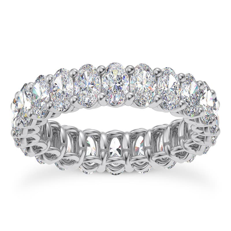 Ladies 14KT White Gold Platinum Eternity Wedding Band EWB571-4.5x3-OV-4