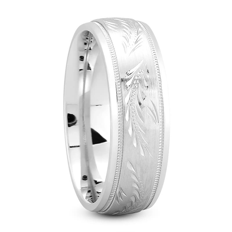 Mens 14KT White Gold Platinum Traditional Wedding Band M1206