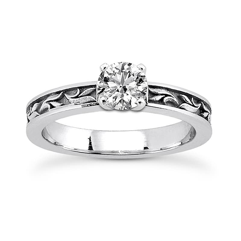 Ladies 14KT White Gold Platinum Solitaire Engagement Set ENS3633-A