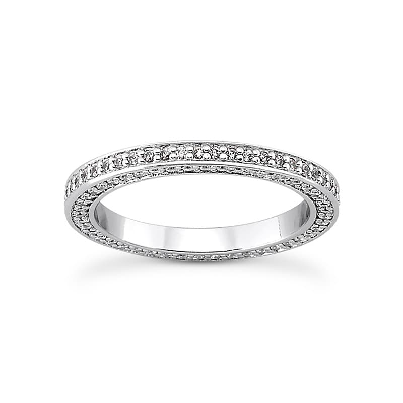 Ladies 14KT White Gold Platinum Eternity Wedding Band EWB464-4