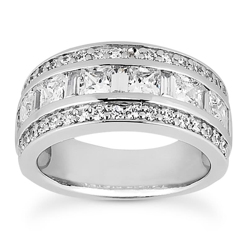 Ladies 14KT White Gold Platinum Diamond Wedding Band WB954