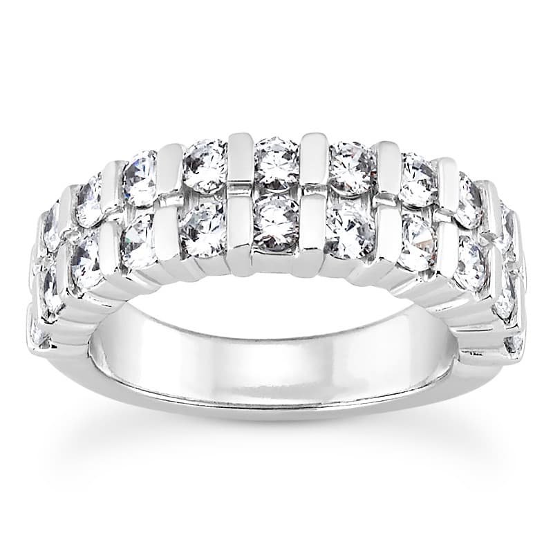 Ladies 14KT White Gold Platinum Diamond Wedding Band WB1249