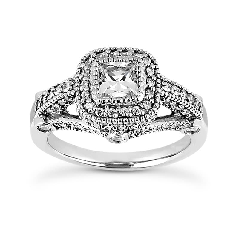 Ladies 14KT White Gold Platinum Halo Engagement Ring ENR6989