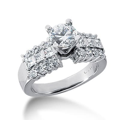 Ladies 14KT White Gold Platinum Fancy Engagement Ring ENR2701
