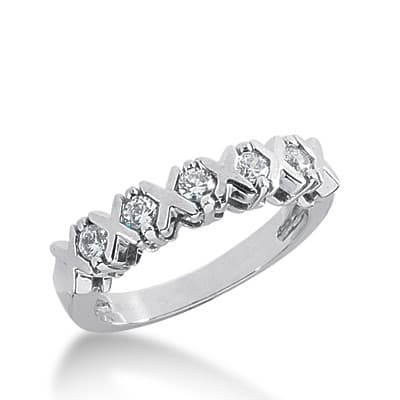 Ladies 14KT White Gold Platinum Round Diamond Wedding Band WB1372