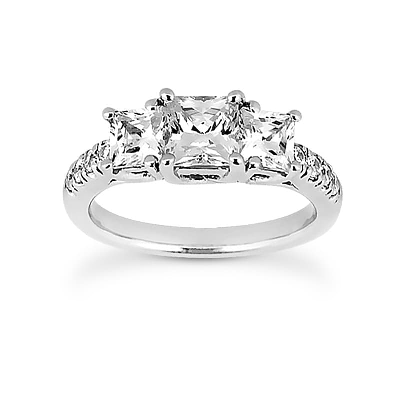 Ladies Princess Diamond Three Stones Engagement Set ENS1218-A