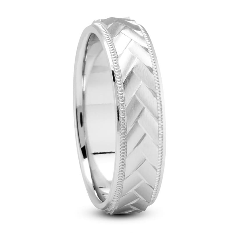 Mens 14KT White Gold Platinum Traditional Wedding Band M1082
