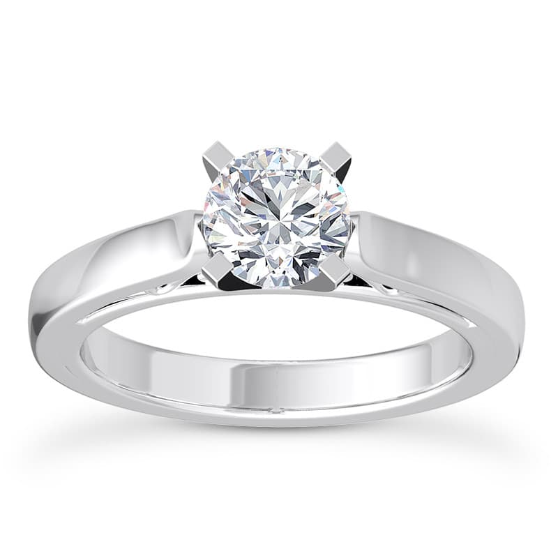 Ladies 14KT White Gold Platinum Solitaire Engagement Set ENS1992-A