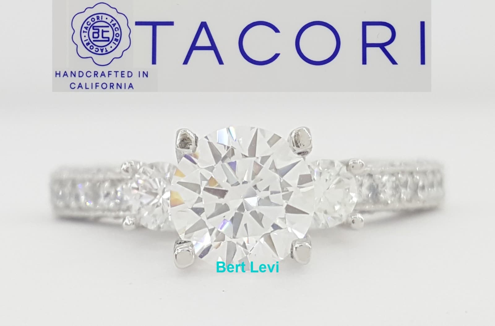 Tacori Crescent Platinum Three 3-Stone Semi-Mount 0.9 ct Engagement Ring $7,760