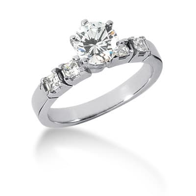 Ladies 14KT White Gold Platinum Fancy Engagement Set ENS545-A