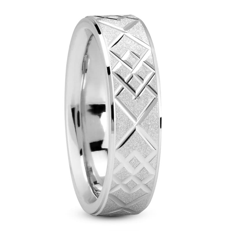 Mens 14KT White Gold Platinum Traditional Wedding Band M237