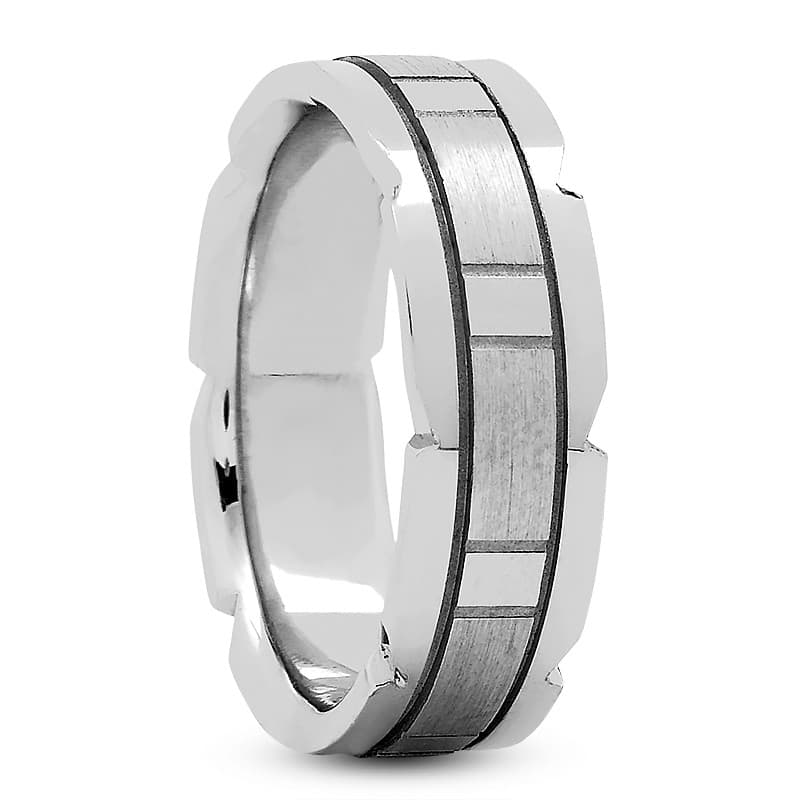 Mens 14KT White Gold Platinum Traditional Wedding Band M362