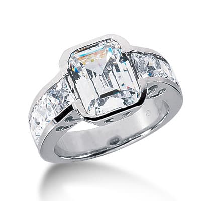 Ladies 14KT White Gold Platinum Fancy Engagement Ring ENR2577