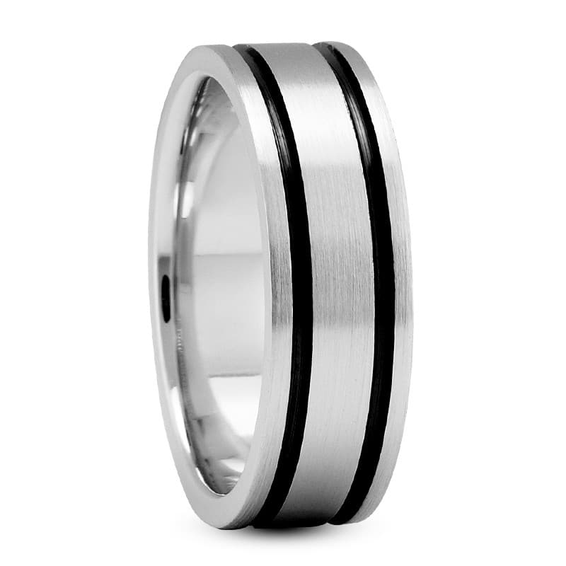 Mens 14KT White Gold Platinum Traditional Wedding Band M415