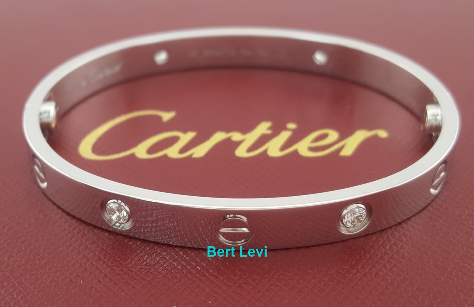Cartier LOVE 18K White Gold 4 Diamonds 0.42 ct Bracelet SZ 16 Rtl $14,000