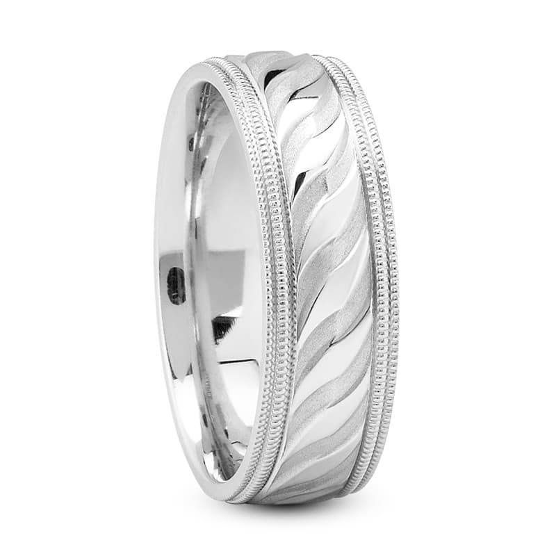 Mens 14KT White Gold Platinum Traditional Wedding Band m1060