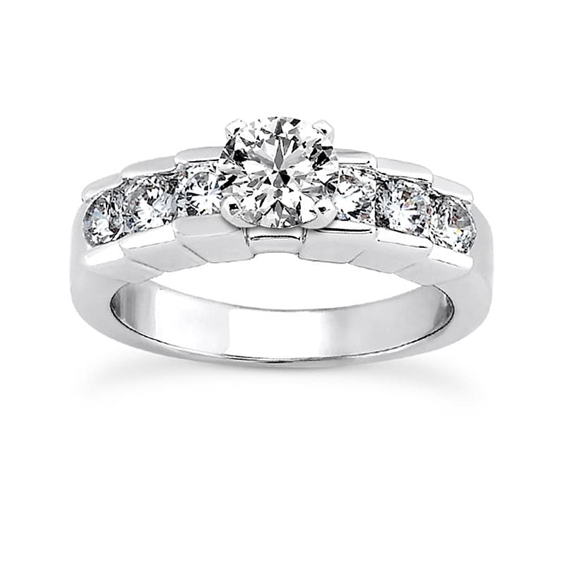 Ladies 14KT White Gold Platinum Fancy Engagement Set ENS700-A
