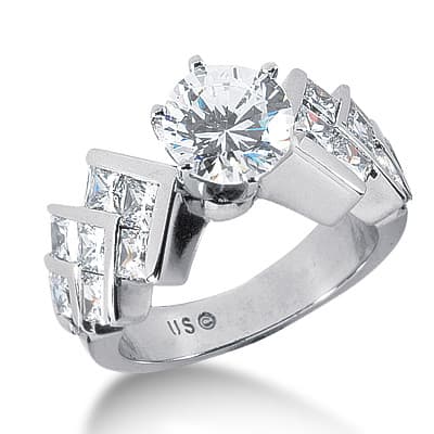 Ladies 14KT White Gold Platinum Fancy Engagement Ring ENR1887