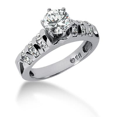 Ladies 14KT White Gold Platinum Fancy Engagement Set ENS587-A