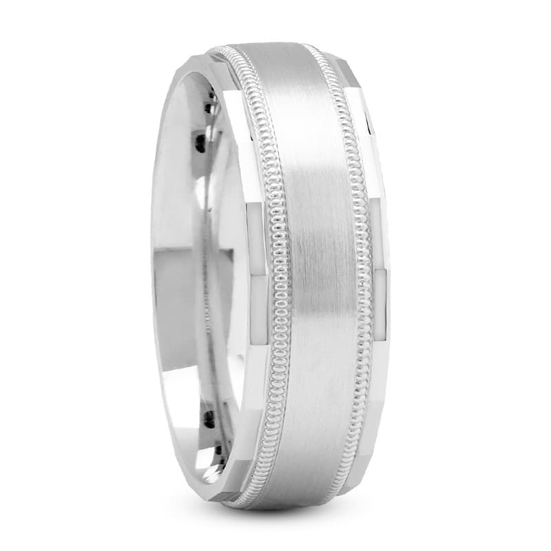 Mens 14KT White Gold Platinum Traditional Wedding Band M1161