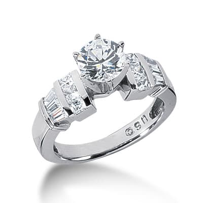 Ladies 14KT White Gold Platinum Fancy Engagement Ring ENR1805