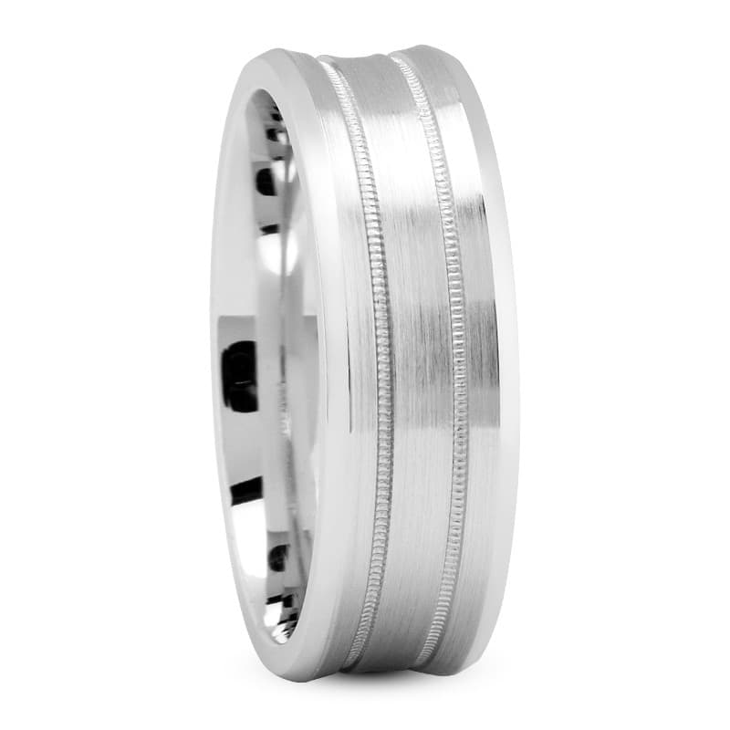 Mens 14KT White Gold Platinum Traditional Wedding Band M394