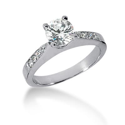 Ladies 14KT White Gold Platinum Fancy Engagement Set ENS554-A