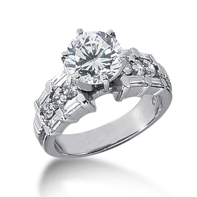 Ladies 14KT White Gold Platinum Fancy Engagement Ring ENR2985