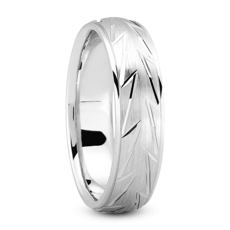 Mens 14KT White Gold Platinum Traditional Wedding Band M1041