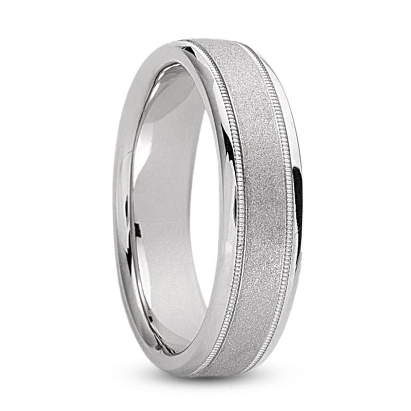 Mens 14KT White Gold Platinum Traditional Wedding Band M281