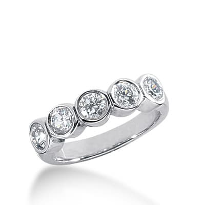 Ladies 14KT White Gold Platinum Round Diamond Wedding Band WB1504