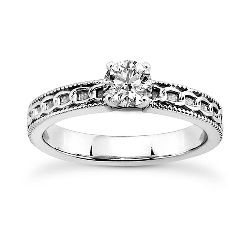 Ladies 14KT White Gold Platinum Solitaire Engagement Set ENS3607-A