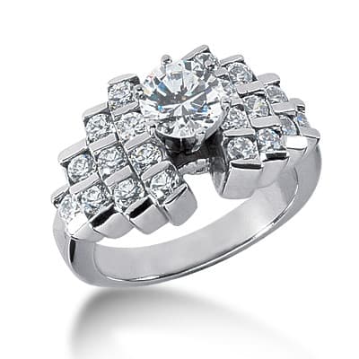 Ladies 14KT White Gold Platinum Fancy Engagement Ring ENR2672