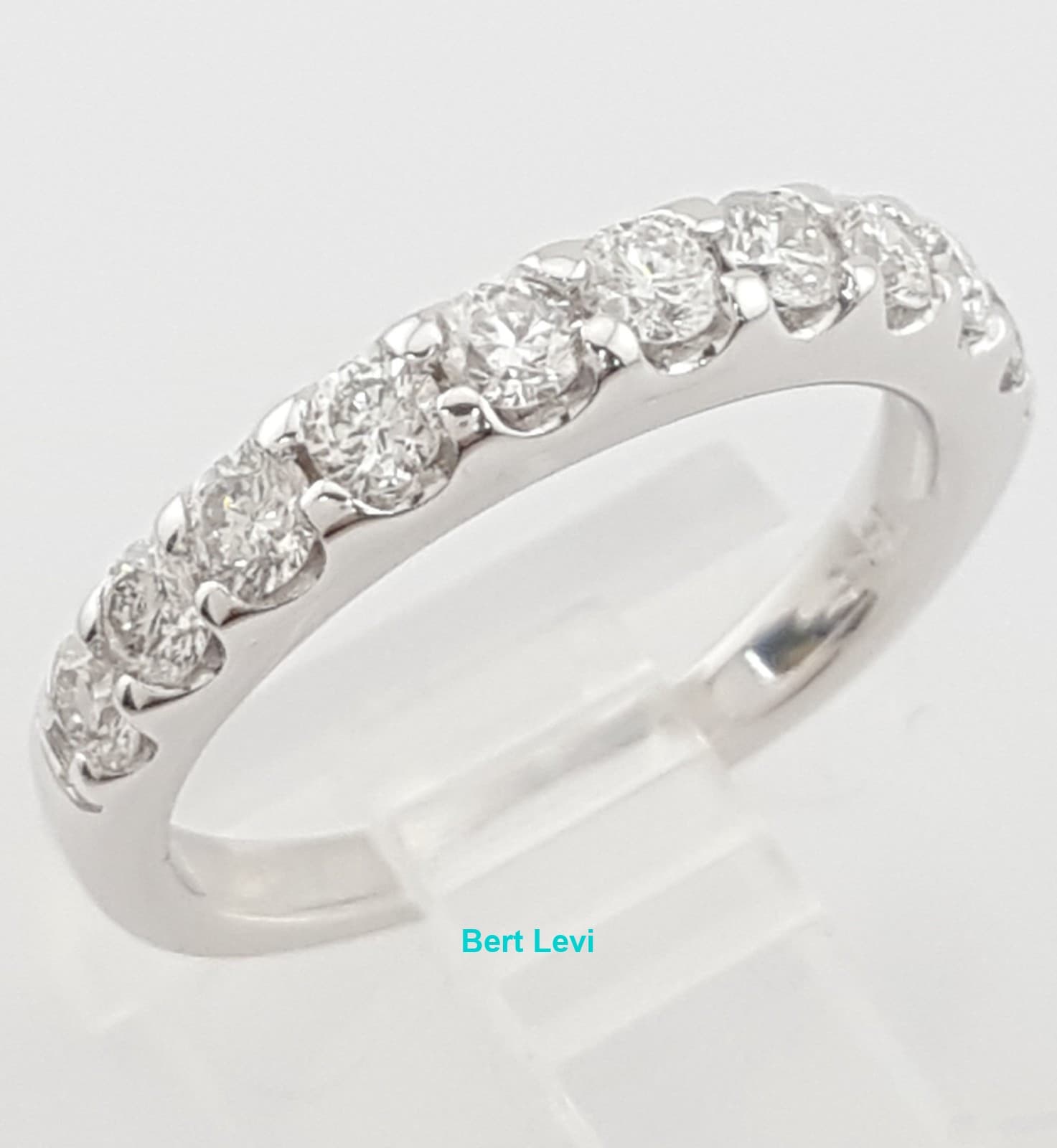Round Diamond Half Circle Wedding Band 0.6 ct 14k White Gold 3.2 mm Rtl $1,800