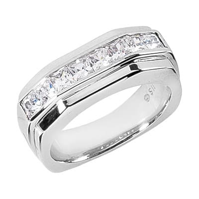 Mens 14KT White Gold Platinum Wedding Band MR1267
