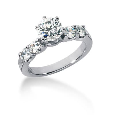 Ladies 14KT White Gold Platinum Fancy Engagement Set ENS684-A