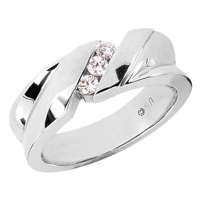 Ladies 14KT White Gold Platinum Round Diamond Wedding Band Set WBS233-G