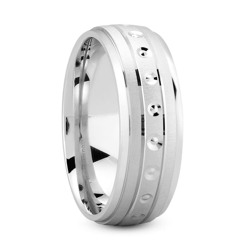 Mens 14KT White Gold Platinum Traditional Wedding Band M1133