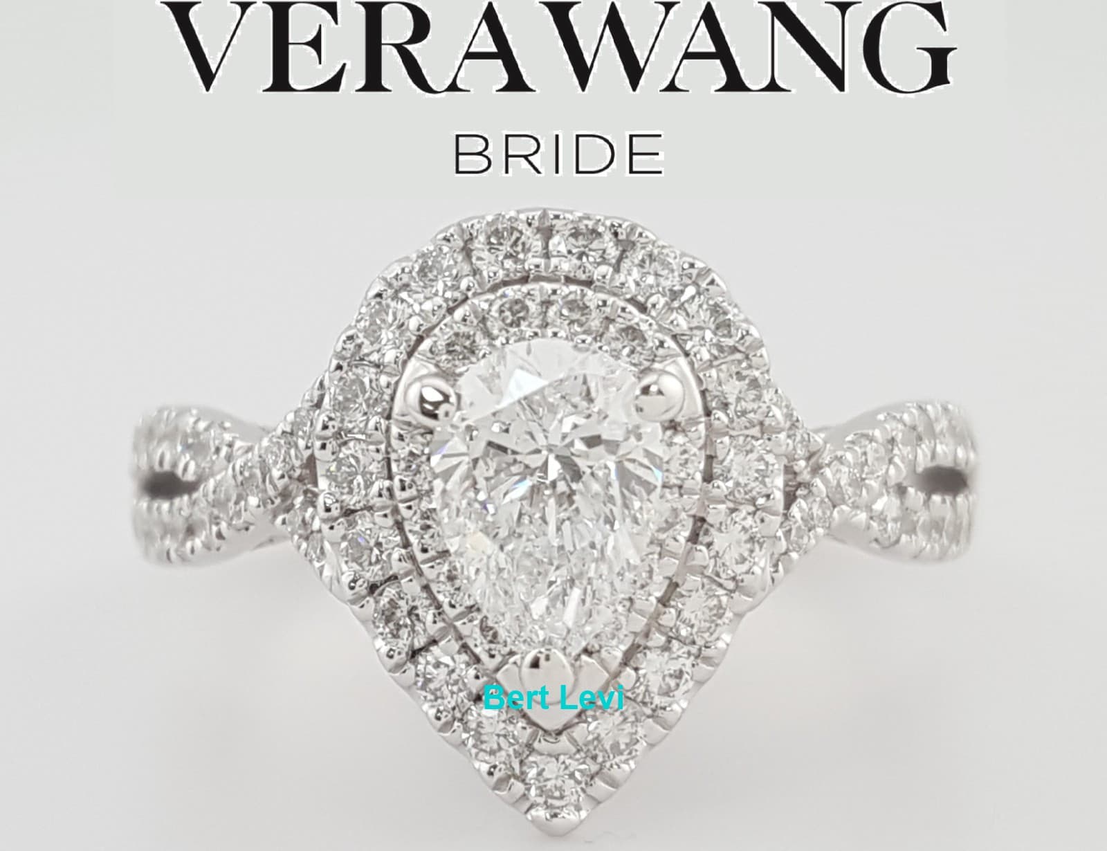 Vera Wang Love Pear Diamond Double Halo Twist Engagement Ring 1.63 ct $7,229