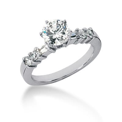 Ladies 14KT White Gold Platinum Tailored Engagement Set ENS729-A